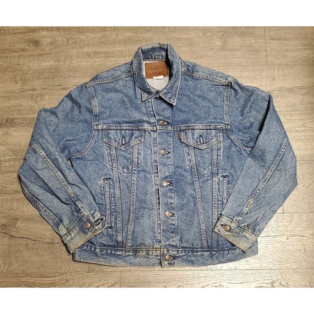 Vintage 90s Made in USA Levis Blue Denim Trucker Jean Jacket Mens Large L